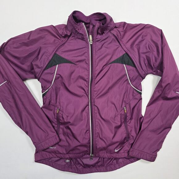 Nike Fit Cycling Elite Barrier Jacket Women's Small Purple Reflective Vented 2-1 - Picture 4 of 14